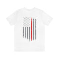 White Short Sleeve Graphic Tee with Fire Department Flag print