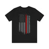 Black Short Sleeve Graphic Tee with Fire Department Flag print